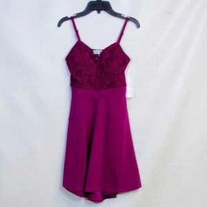 Almost Famous Purple Lace Paisley Spaghetti Strap Mini Dress NWT